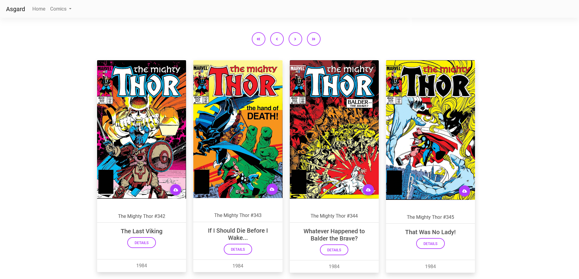 Asgard Comics Cards List View