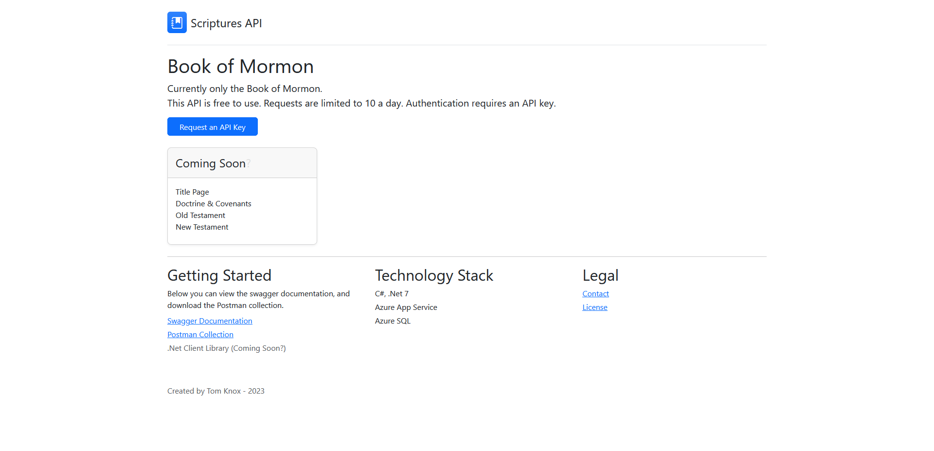 Scriptures API Home Page